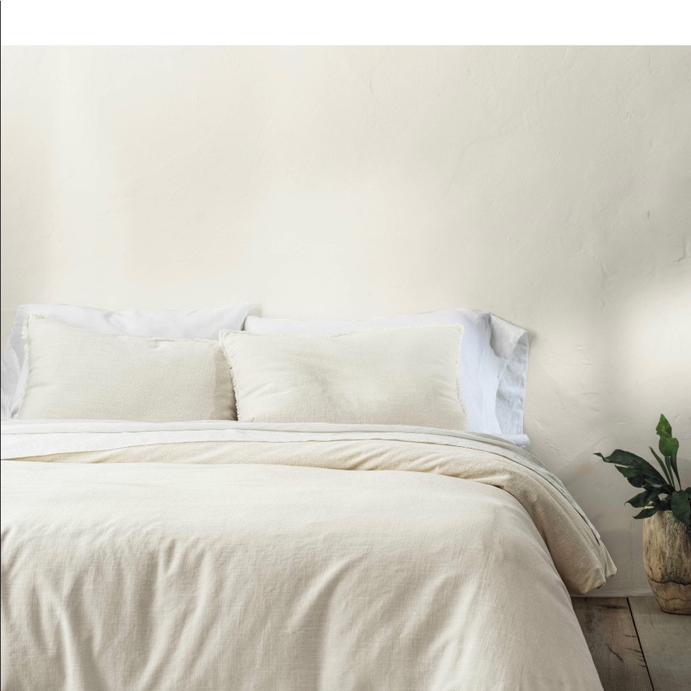 Casaluna Queen beige linen duvet cover and shams
